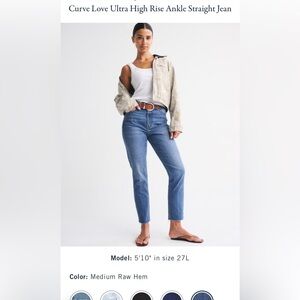 Abercrombie Curve Love Ultra High Rise Ankle Straight Jeans